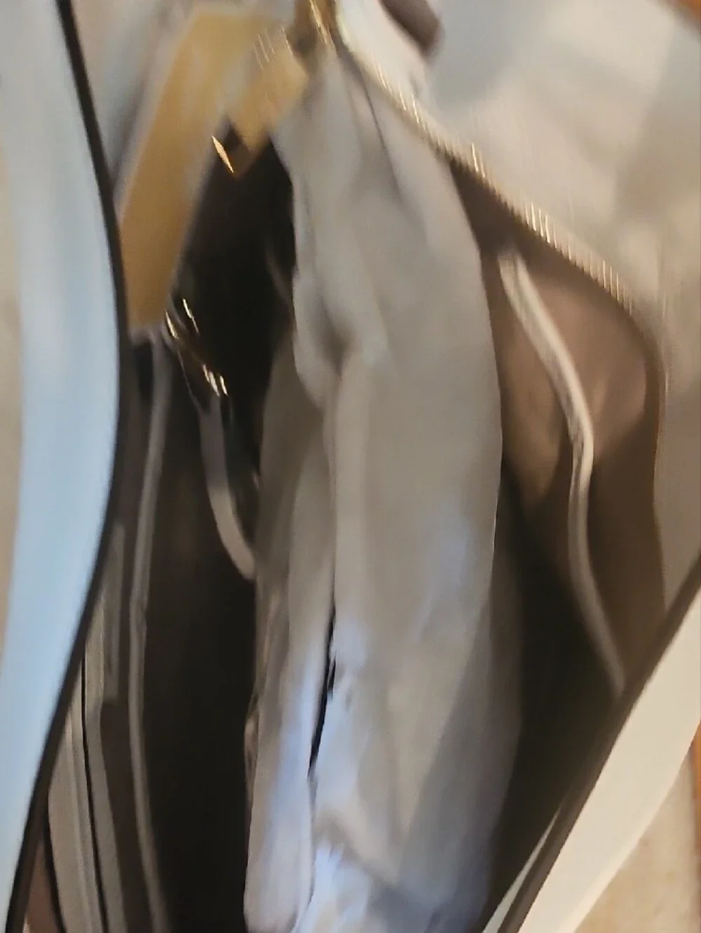 Michael Kors White Leather Tote with Gold Accents